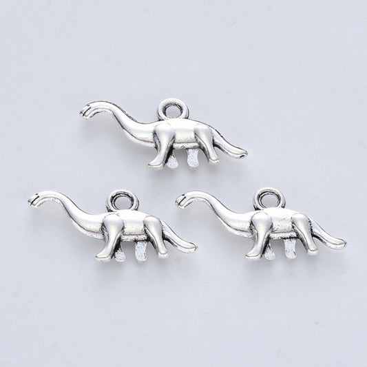 Apatosaurus Charm   Antique Silver Pair