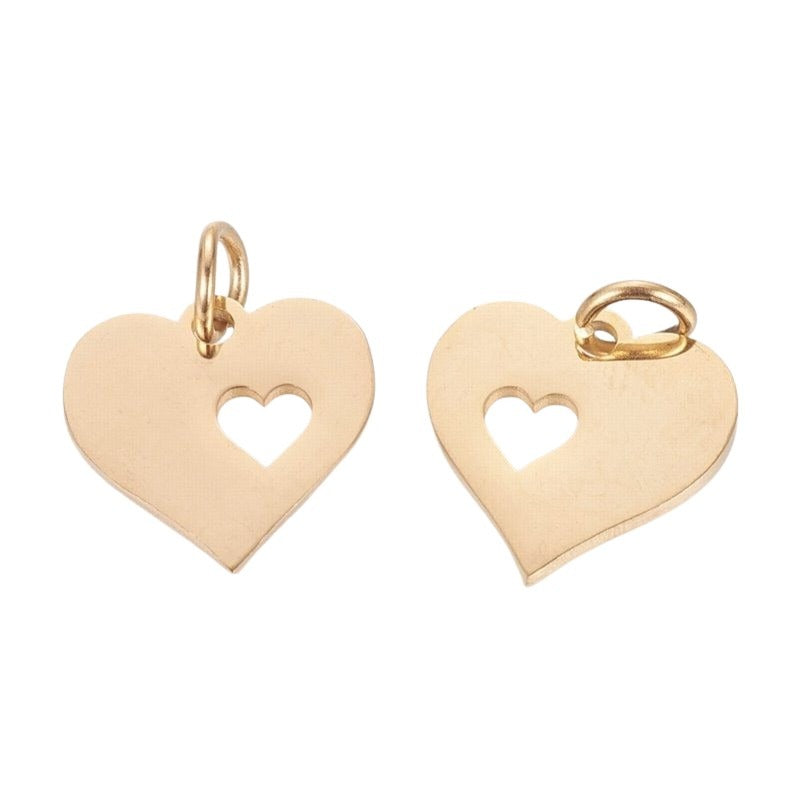 Heart with Heart    GoldPl/Stainless Pair