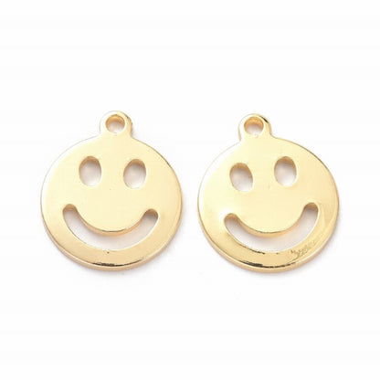 11mm Smiley Face Charm   GoldPl Pair