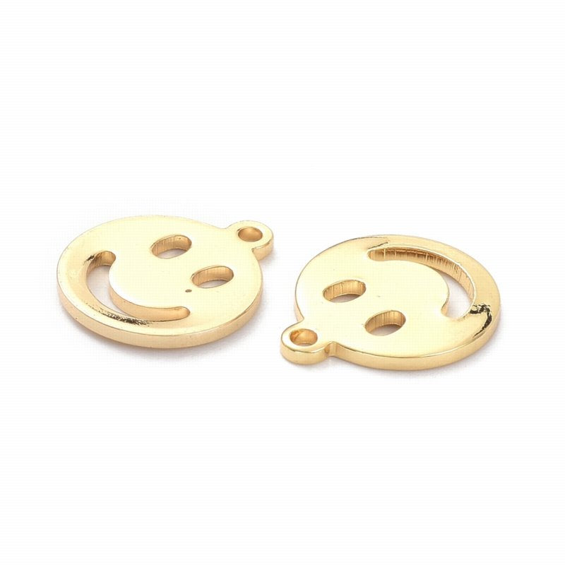 11mm Smiley Face Charm   GoldPl Pair