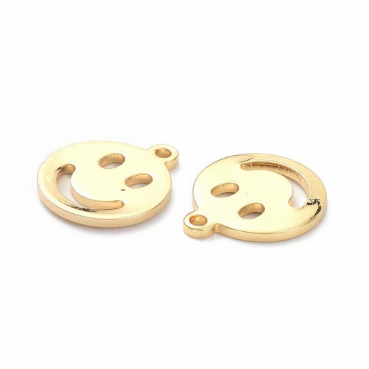 11mm Smiley Face Charm   GoldPl Pair