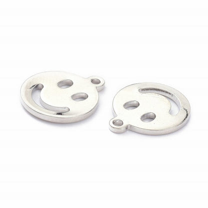 11mm Smiley Face Charm   PlatinumPl Pair