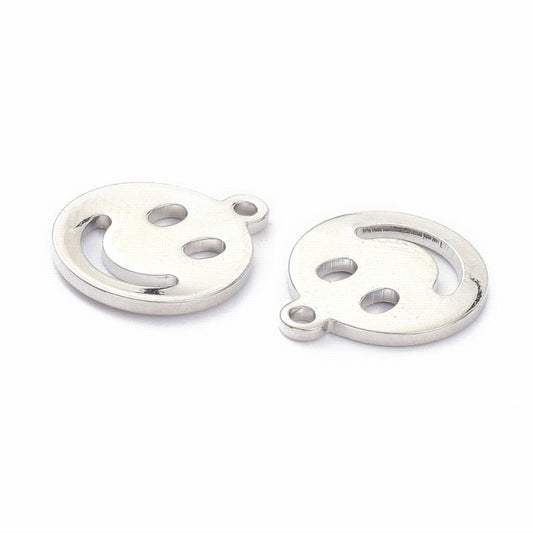 11mm Smiley Face Charm   PlatinumPl Pair