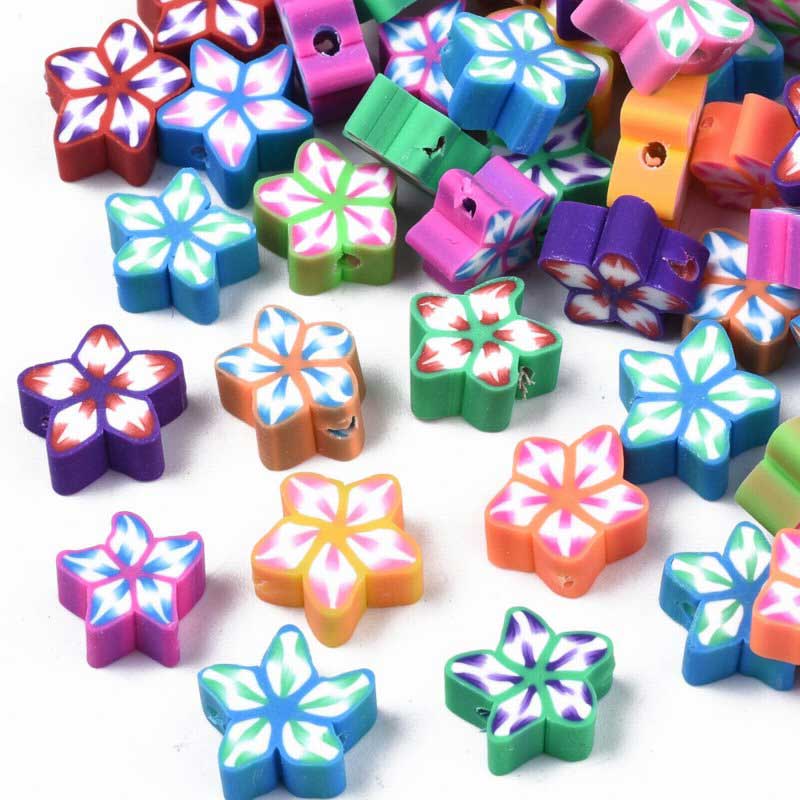 Polymer Clay Vinyl - Star Flowers - Assorted Colours (approx 50pcs)