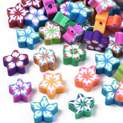 Polymer Clay Vinyl - Star Flowers - Assorted Colours (approx 50pcs)
