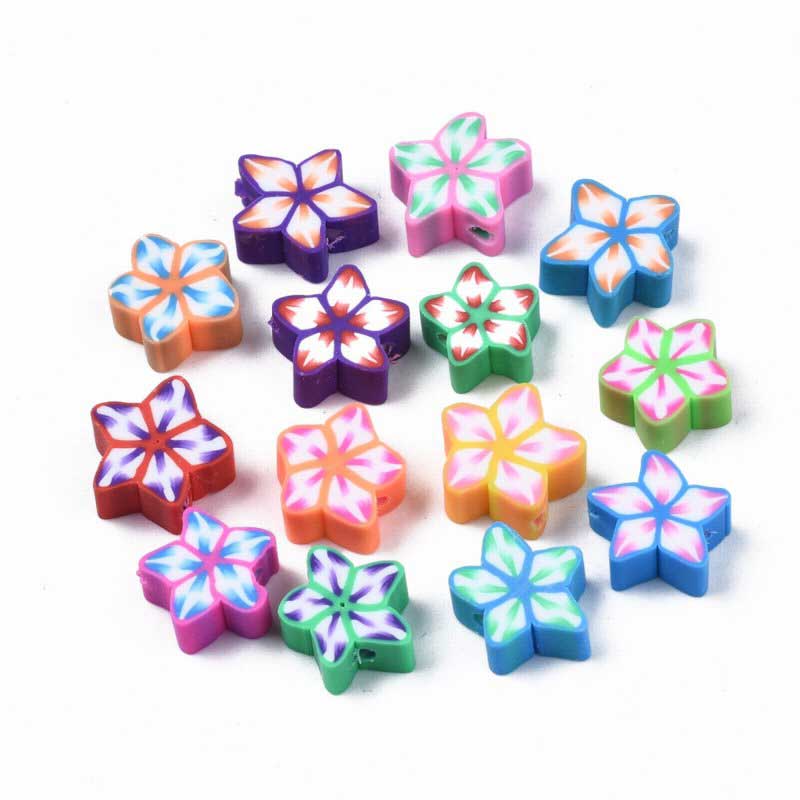 Polymer Clay Vinyl - Star Flowers - Assorted Colours (approx 50pcs)