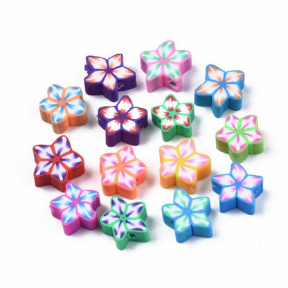 Polymer Clay Vinyl - Star Flowers - Assorted Colours (approx 50pcs)