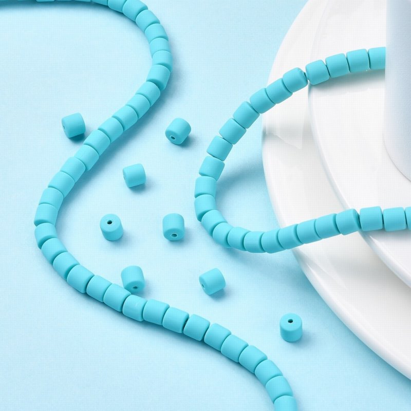 Polymer Clay Vinyl - Tubes - Light Turquoise (strand)