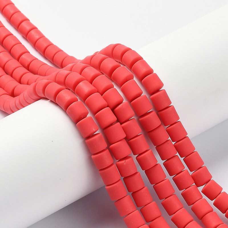 Polymer Clay Vinyl - Tubes - Pastel Red (strand)