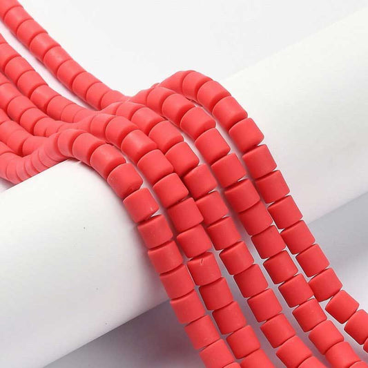 Polymer Clay Vinyl - Tubes - Pastel Red (strand)
