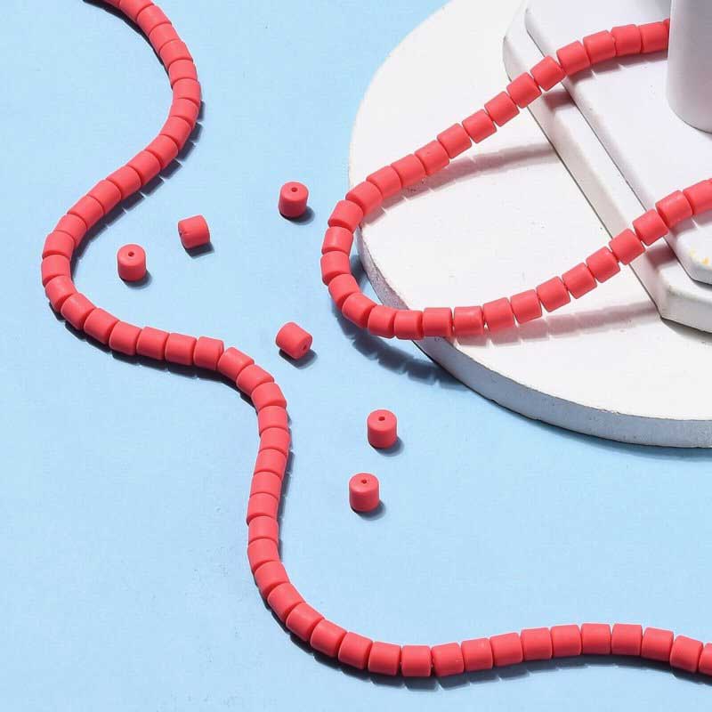 Polymer Clay Vinyl - Tubes - Pastel Red (strand)
