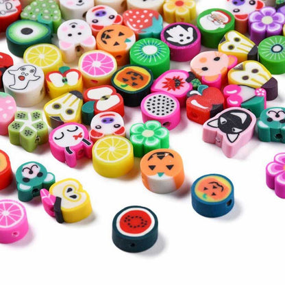 Kit - Stretchy Bracelets -  Polymer Clay Beads and Stretch Cord - Fruit & Critte