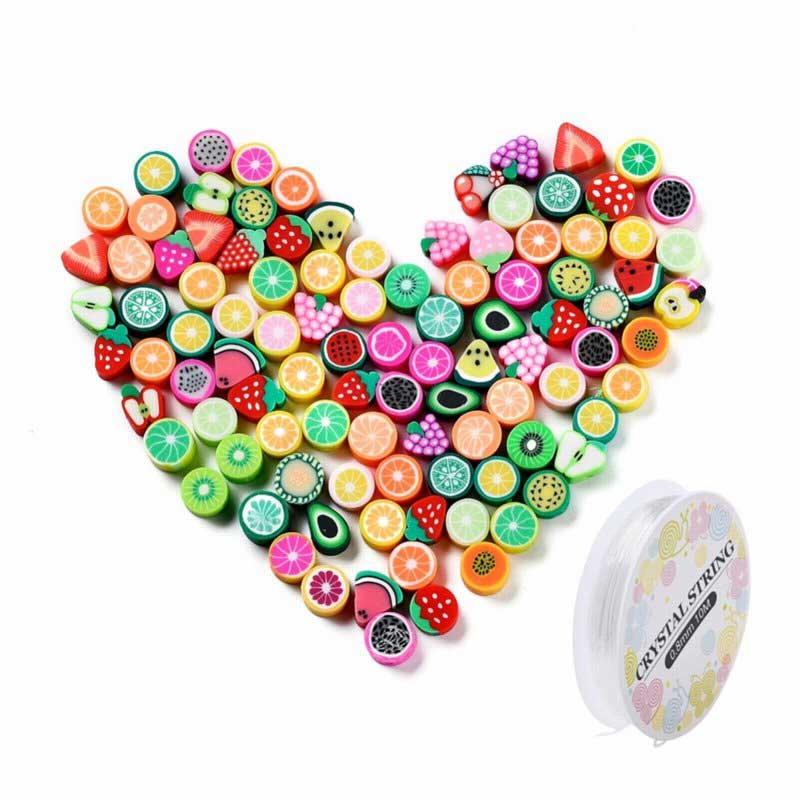 Kit - Stretchy Bracelets -  Polymer Clay Beads and Stretch Cord - Fruit & Critte