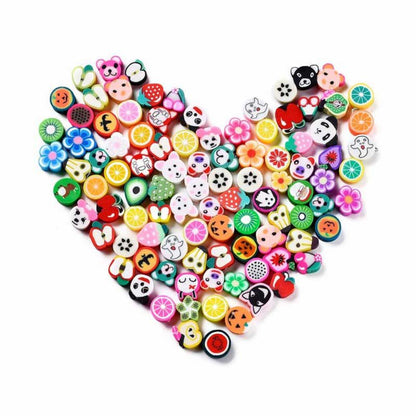 Kit - Stretchy Bracelets -  Polymer Clay Beads and Stretch Cord - Fruit & Critte