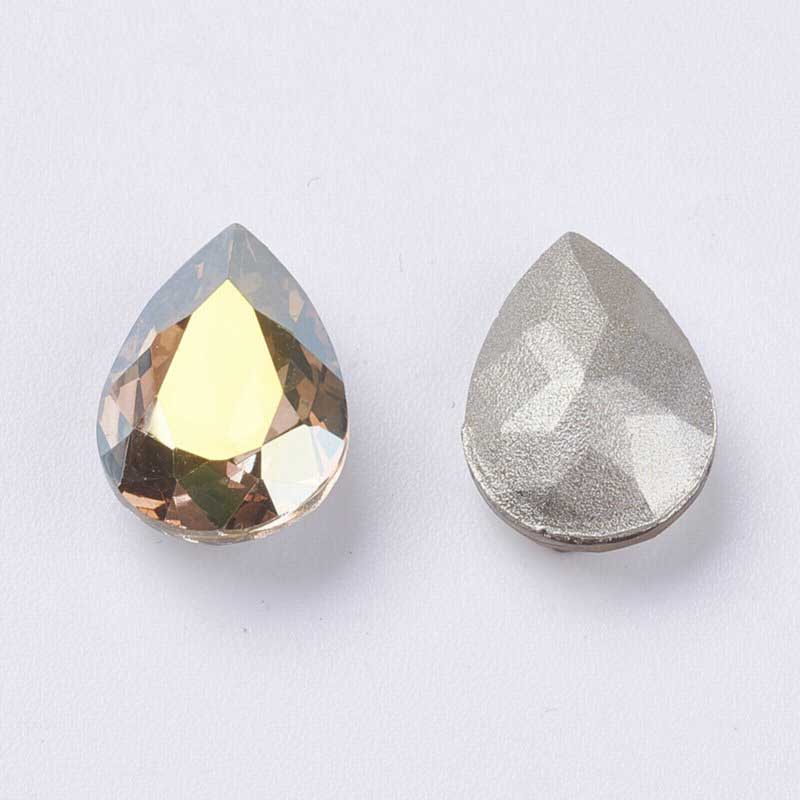 Fancy Rhinestone - 13x18mm Faceted Pear Drop - Crystal Golden Sunshine (2)