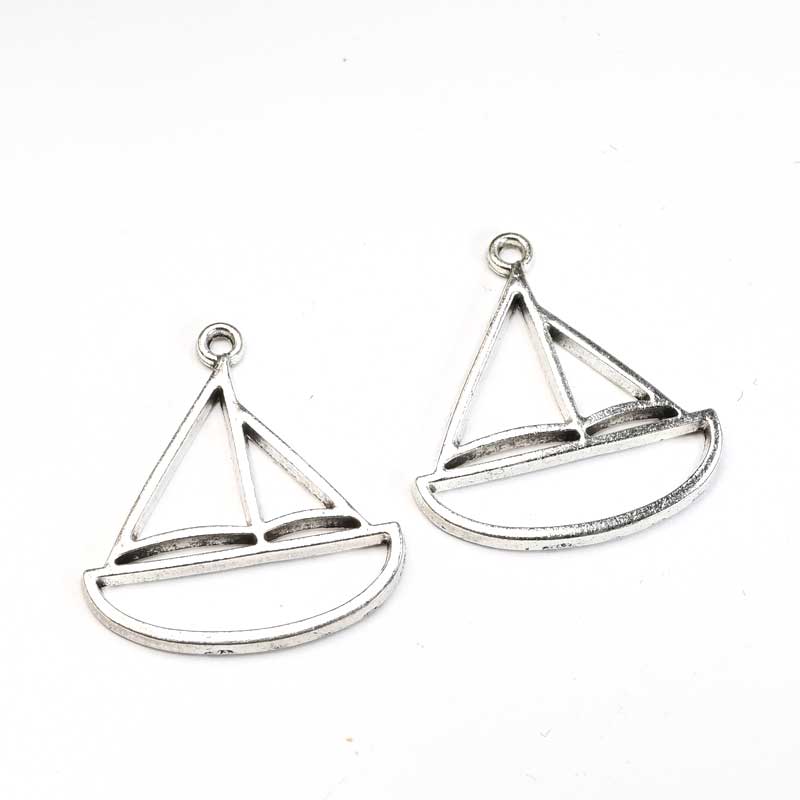 Sail Boat Frame Pend   Ant Slvr Pair