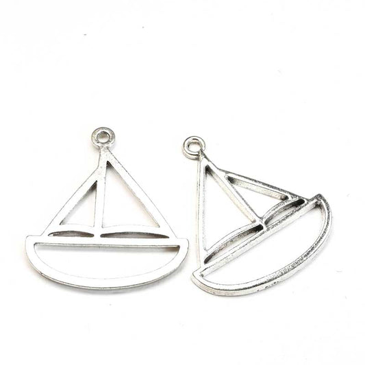 Sail Boat Frame Pend   Ant Slvr Pair