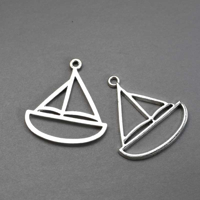 Sail Boat Frame Pend   Ant Slvr Pair