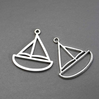 Sail Boat Frame Pend   Ant Slvr Pair