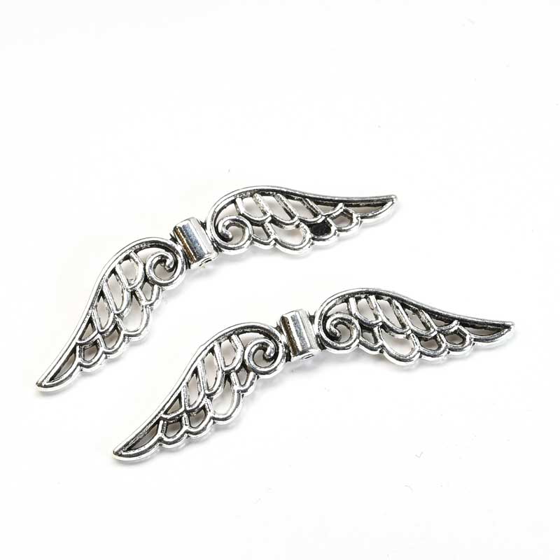 Pendant -  Open Filigree Angel Wings - Antique Silver (2)