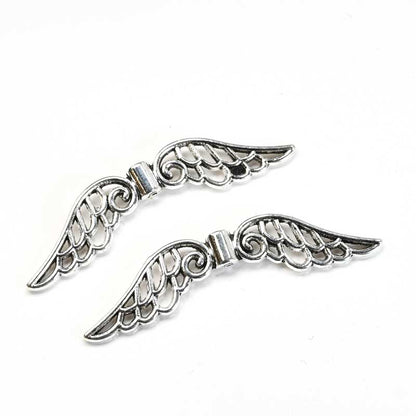 Pendant -  Open Filigree Angel Wings - Antique Silver (2)