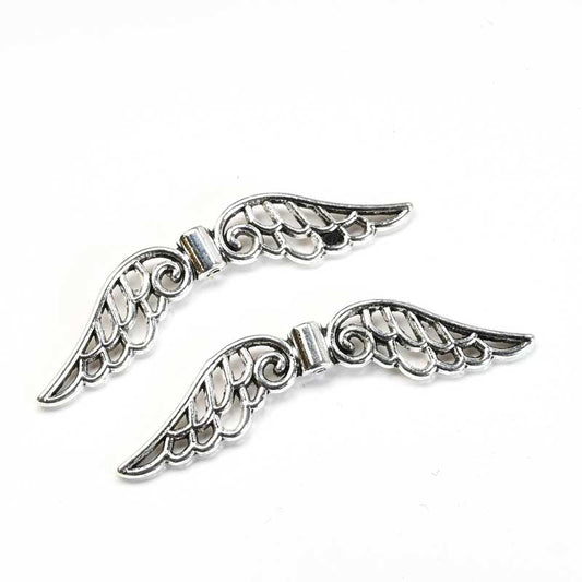 Pendant -  Open Filigree Angel Wings - Antique Silver (2)