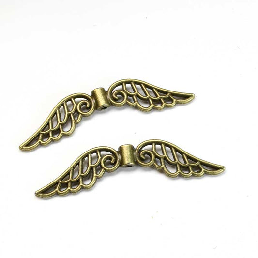 Pendant -  Open Filigree Angel Wings - Antique Bronze (2)