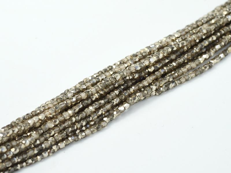 Fire Polish Faceted Round - True 2mm - Crystal Smokey Metallic Ice (strand 150)