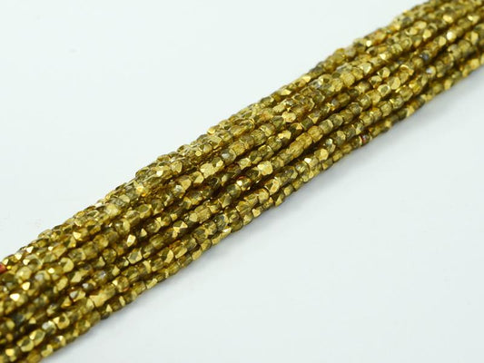 Fire Polish Faceted Round - True 2mm - Crystal Apricot Metallic Ice (strand 150)