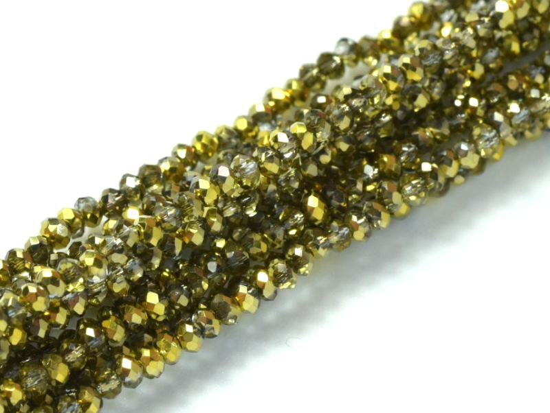 China Cut - 1.5x2.5mm Faceted Rondelle - Crystal Amber (Approx 200)