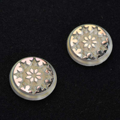 Glass Cabochon - 18mm Engraved Snowflake Star - Crystal Starlight with Matte Fin