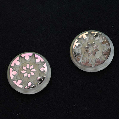 Glass Cabochon - 18mm Engraved Snowflake Star - Crystal Starlight with Matte Fin