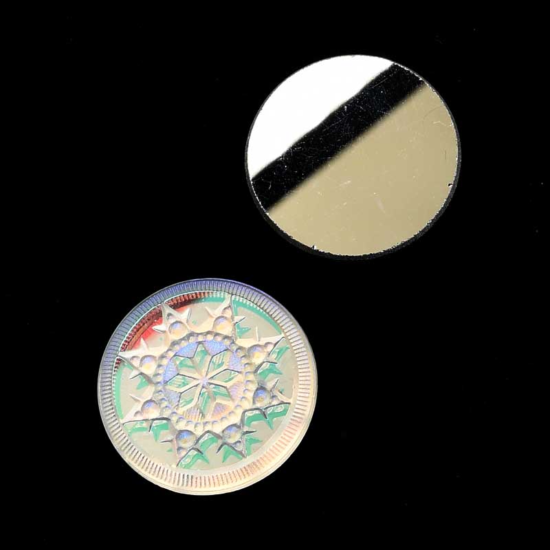 Glass Cabochon - 22.5mm Engraved Snowflake Star - Crystal Glacier Blue with Matt