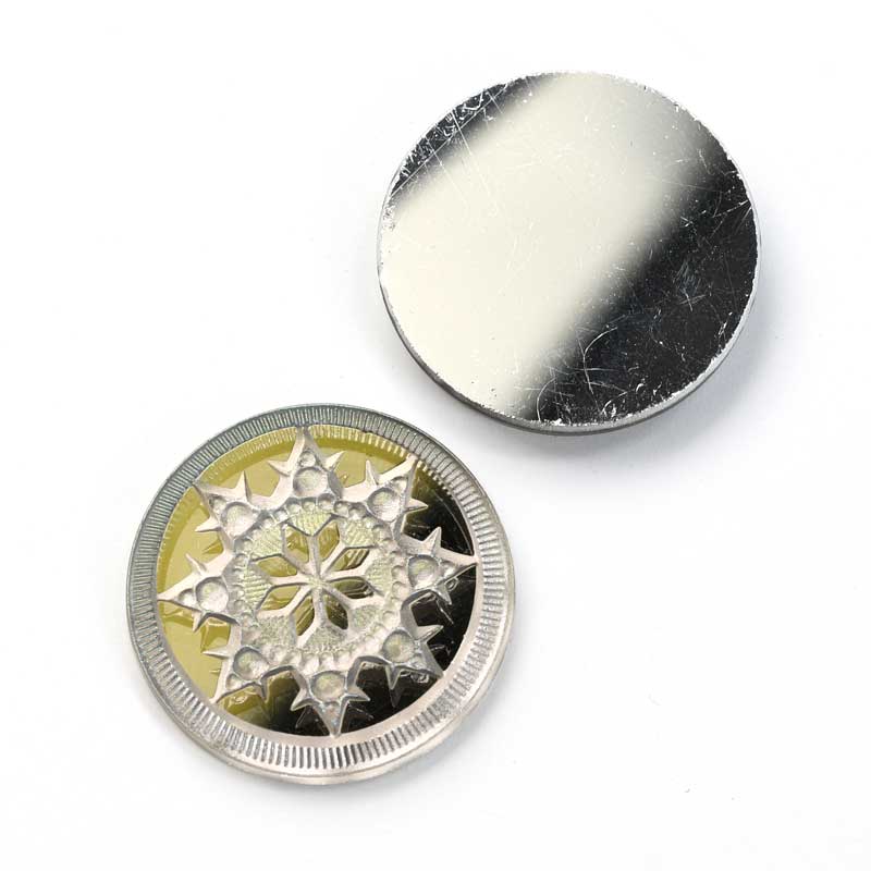 Glass Cabochon - 22.5mm Engraved Snowflake Star - Crystal Starlight with Matte F
