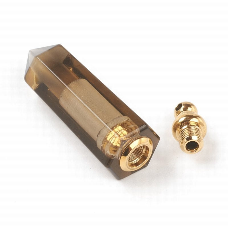 Stone Pendant - 55mm Scent Bottle - Smoky Quartz - Gold Plated