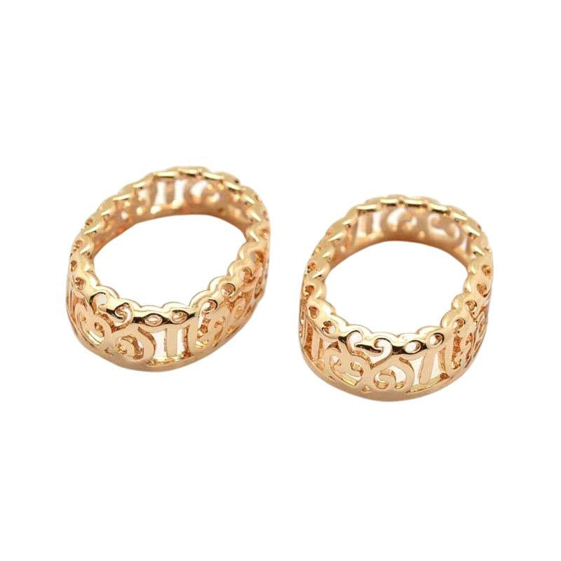 Setting for Pointed Back Rhinestone - ID 13x18mm Oval Filigree - Gold Plated (2)