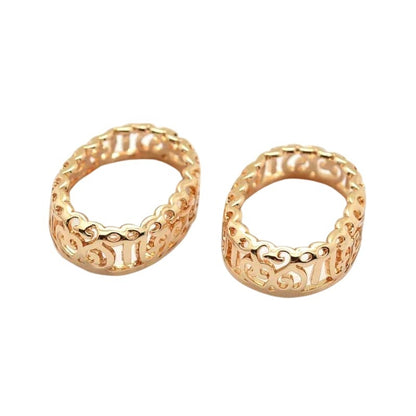 Setting for Pointed Back Rhinestone - ID 13x18mm Oval Filigree - Gold Plated (2)