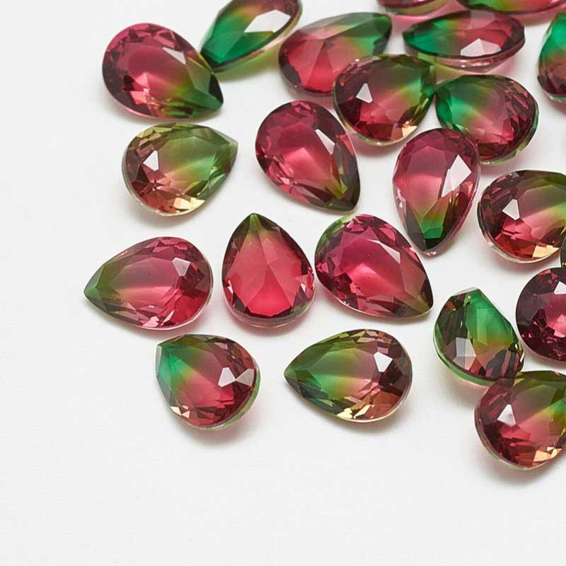 Fancy Rhinestone - 13x18mm Faceted Pear Drop - Poison Apple (2)