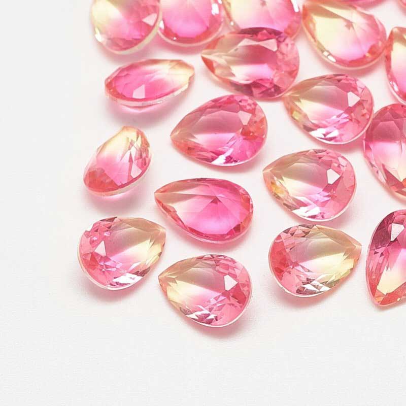 Fancy Rhinestone - 13x18mm Faceted Pear Drop - Peach Wine (2)