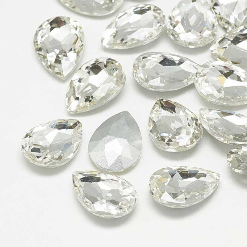 Fancy Rhinestone - 13x18mm Faceted Pear Drop - Crystal (5)