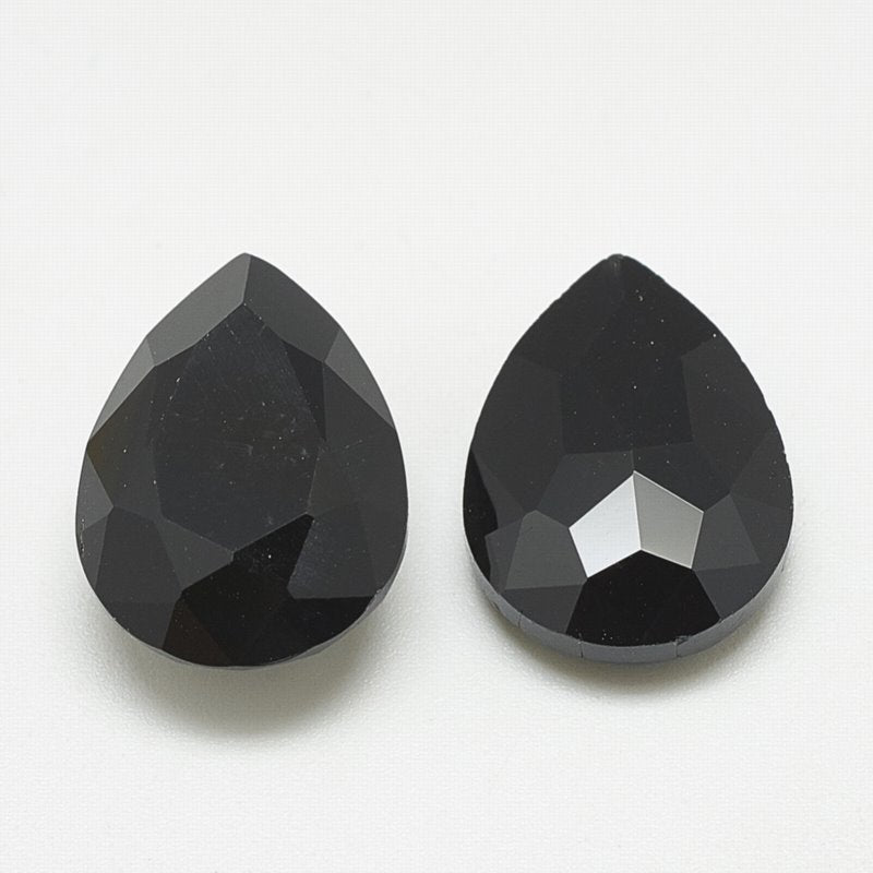 Fancy Rhinestone - 13x18mm Faceted Pear Drop - Jet (5)