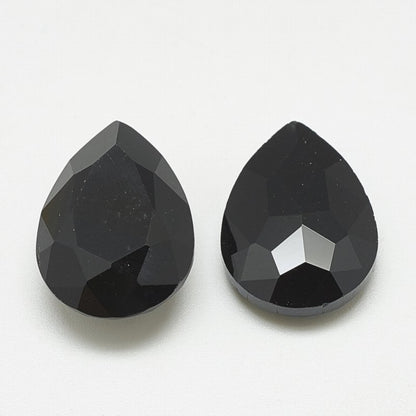 Fancy Rhinestone - 13x18mm Faceted Pear Drop - Jet (5)