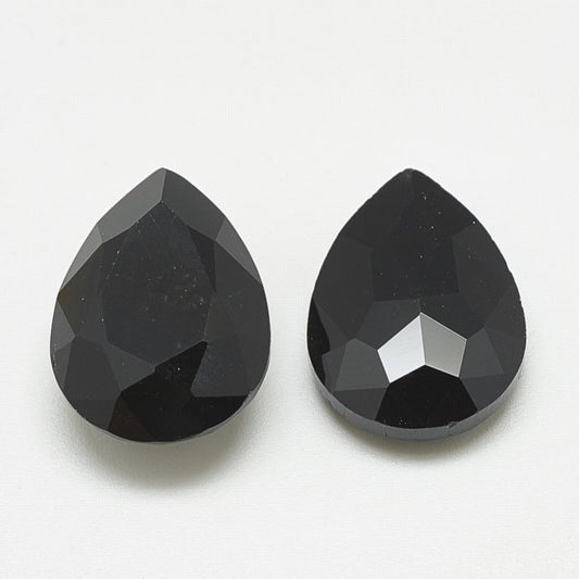 Fancy Rhinestone - 13x18mm Faceted Pear Drop - Jet (5)
