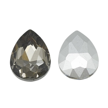 Fancy Rhinestone - 13x18mm Faceted Pear Drop - Black Diamond (5)