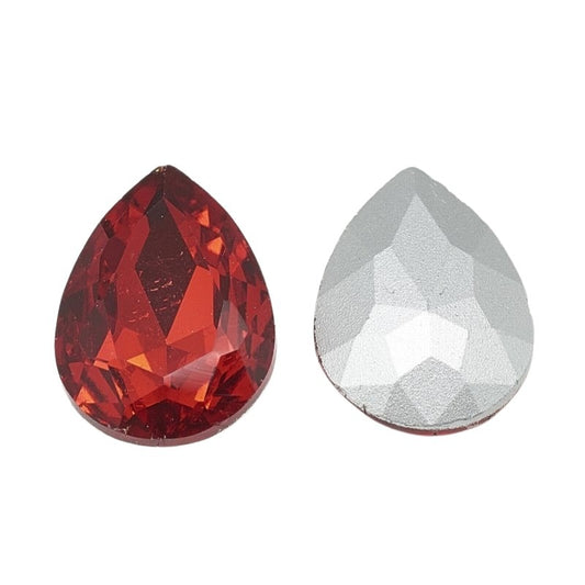 Fancy Rhinestone - 13x18mm Faceted Pear Drop - Light Siam Ruby (5)