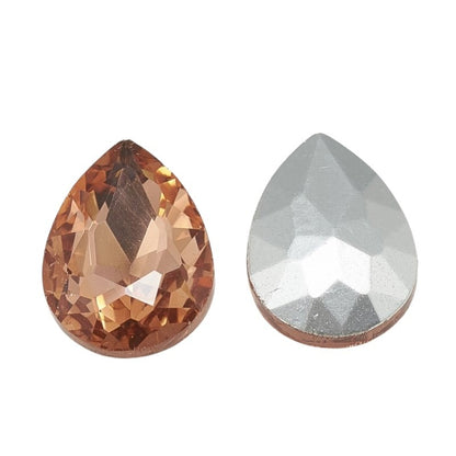 Fancy Rhinestone - 13x18mm Faceted Pear Drop - Vintage Rose (5)