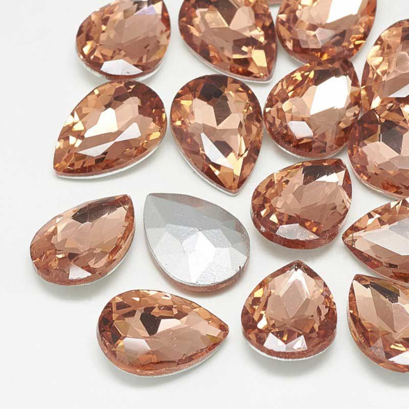 Fancy Rhinestone - 13x18mm Faceted Pear Drop - Vintage Rose (5)