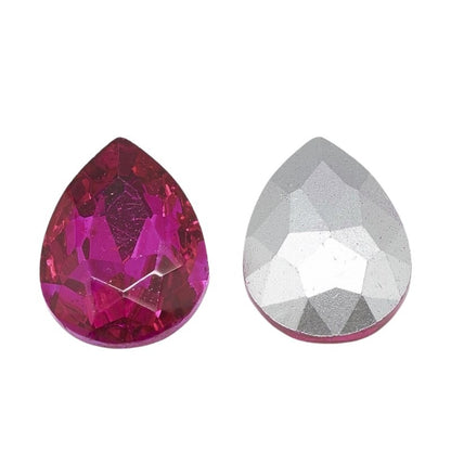 Fancy Rhinestone - 13x18mm Faceted Pear Drop - Hot Fuchsia (5)