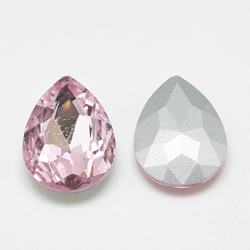 Fancy Rhinestone - 13x18mm Faceted Pear Drop - Light Rose (5)