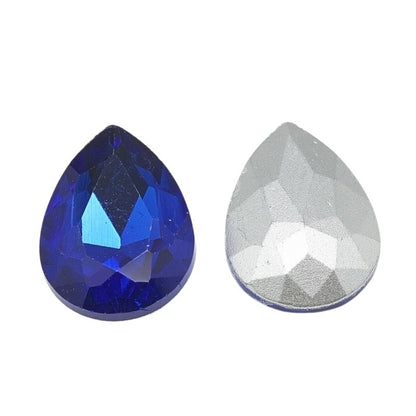 Fancy Rhinestone - 13x18mm Faceted Pear Drop - Cobalt Blue (5)